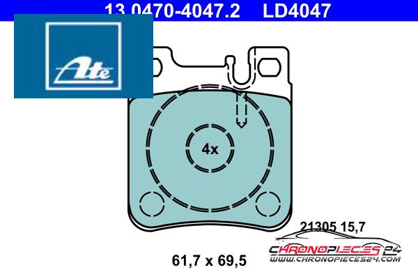 Achat de ATE 13.0470-4047.2 Kit de plaquettes de frein, frein à disque pas chères