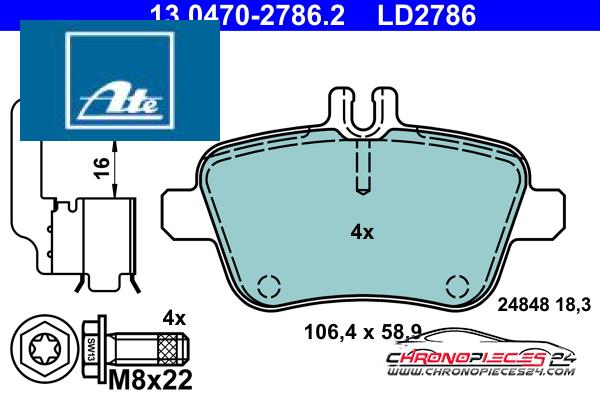 Achat de ATE 13.0470-2786.2 Kit de plaquettes de frein, frein à disque pas chères