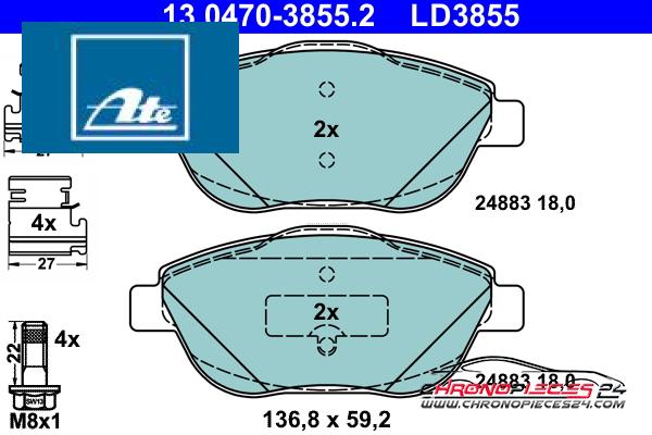 Achat de ATE 13.0470-3855.2 Kit de plaquettes de frein, frein à disque pas chères