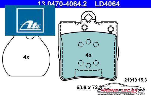 Achat de ATE 13.0470-4064.2 Kit de plaquettes de frein, frein à disque pas chères