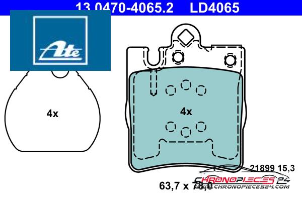 Achat de ATE 13.0470-4065.2 Kit de plaquettes de frein, frein à disque pas chères