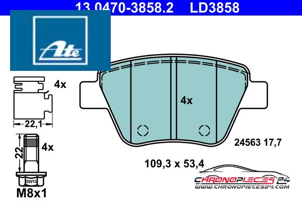 Achat de ATE 13.0470-3858.2 Kit de plaquettes de frein, frein à disque pas chères