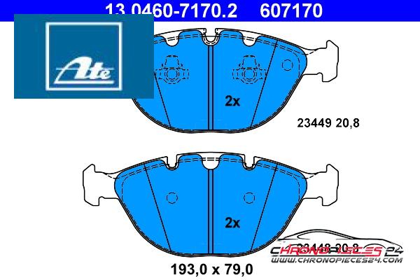 Achat de ATE 13.0460-7170.2 Kit de plaquettes de frein, frein à disque pas chères