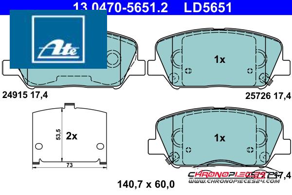 Achat de ATE 13.0470-5651.2 Kit de plaquettes de frein, frein à disque pas chères