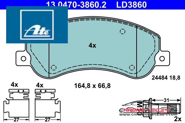 Achat de ATE 13.0470-3860.2 Kit de plaquettes de frein, frein à disque pas chères