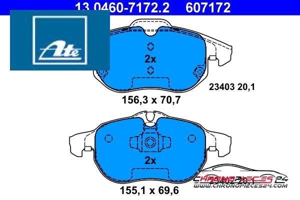 Achat de ATE 13.0460-7172.2 Kit de plaquettes de frein, frein à disque pas chères