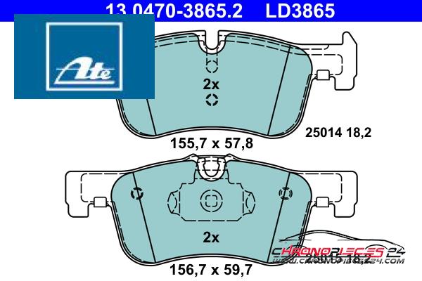 Achat de ATE 13.0470-3865.2 Kit de plaquettes de frein, frein à disque pas chères