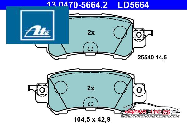 Achat de ATE 13.0470-5664.2 Kit de plaquettes de frein, frein à disque pas chères