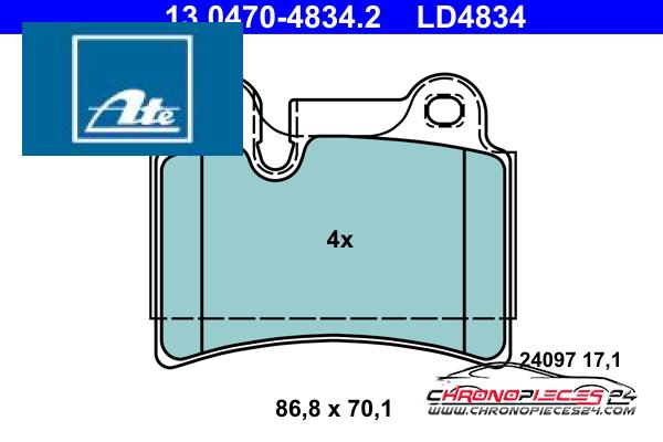 Achat de ATE 13.0470-4834.2 Kit de plaquettes de frein, frein à disque pas chères