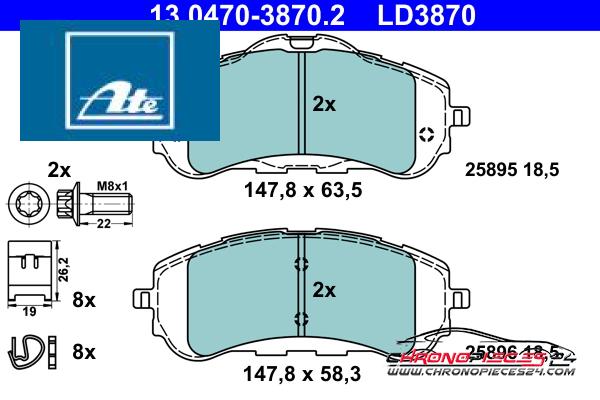 Achat de ATE 13.0470-3870.2 Kit de plaquettes de frein, frein à disque pas chères