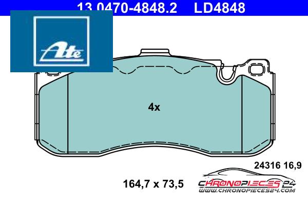 Achat de ATE 13.0470-4848.2 Kit de plaquettes de frein, frein à disque pas chères