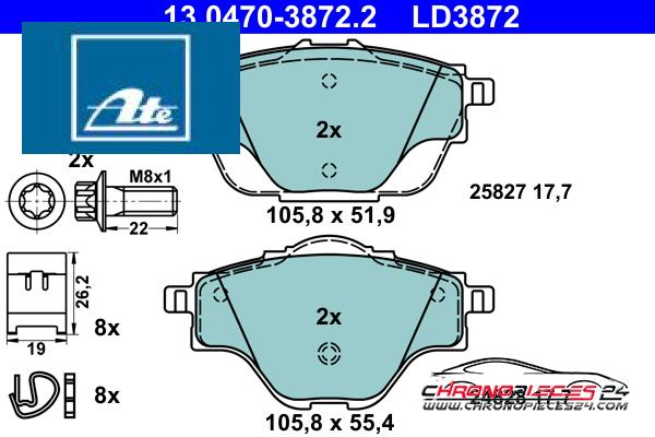 Achat de ATE 13.0470-3872.2 Kit de plaquettes de frein, frein à disque pas chères