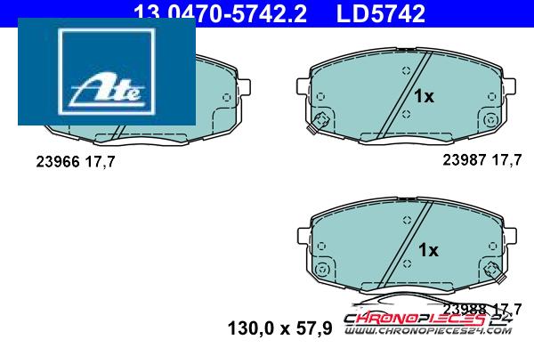 Achat de ATE 13.0470-5742.2 Kit de plaquettes de frein, frein à disque pas chères