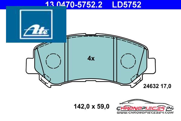 Achat de ATE 13.0470-5752.2 Kit de plaquettes de frein, frein à disque pas chères