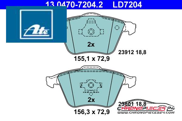 Achat de ATE 13.0470-7204.2 Kit de plaquettes de frein, frein à disque pas chères