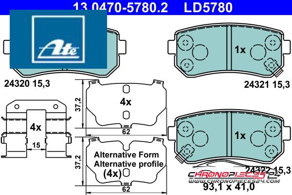 Achat de ATE 13.0470-5780.2 Kit de plaquettes de frein, frein à disque pas chères