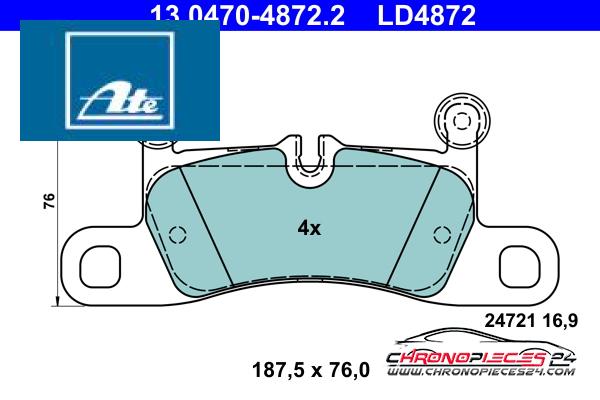 Achat de ATE 13.0470-4872.2 Kit de plaquettes de frein, frein à disque pas chères