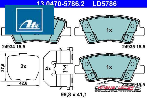 Achat de ATE 13.0470-5786.2 Kit de plaquettes de frein, frein à disque pas chères