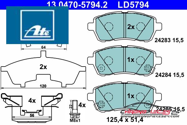 Achat de ATE 13.0470-5794.2 Kit de plaquettes de frein, frein à disque pas chères