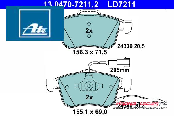 Achat de ATE 13.0470-7211.2 Kit de plaquettes de frein, frein à disque pas chères