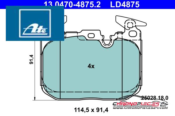 Achat de ATE 13.0470-4875.2 Kit de plaquettes de frein, frein à disque pas chères