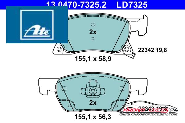 Achat de ATE 13.0470-7325.2 Kit de plaquettes de frein, frein à disque pas chères