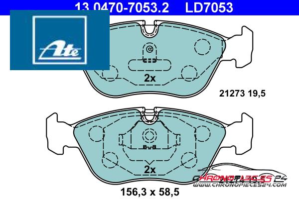 Achat de ATE 13.0470-7053.2 Kit de plaquettes de frein, frein à disque pas chères