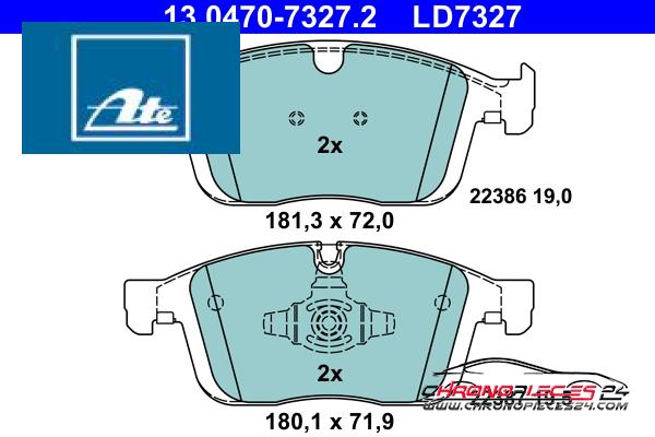 Achat de ATE 13.0470-7327.2 Kit de plaquettes de frein, frein à disque pas chères