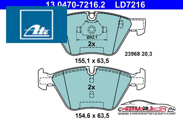 Achat de ATE 13.0470-7216.2 Kit de plaquettes de frein, frein à disque pas chères