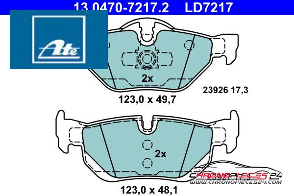 Achat de ATE 13.0470-7217.2 Kit de plaquettes de frein, frein à disque pas chères