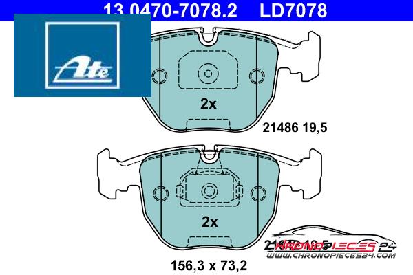 Achat de ATE 13.0470-7078.2 Kit de plaquettes de frein, frein à disque pas chères