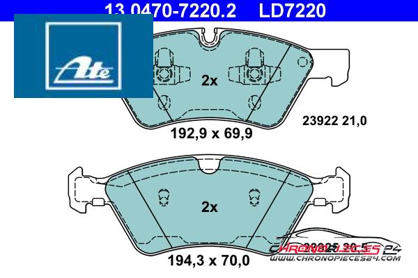 Achat de ATE 13.0470-7220.2 Kit de plaquettes de frein, frein à disque pas chères