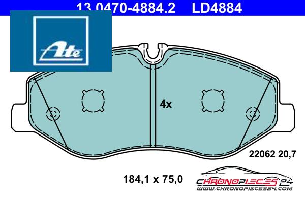 Achat de ATE 13.0470-4884.2 Kit de plaquettes de frein, frein à disque pas chères