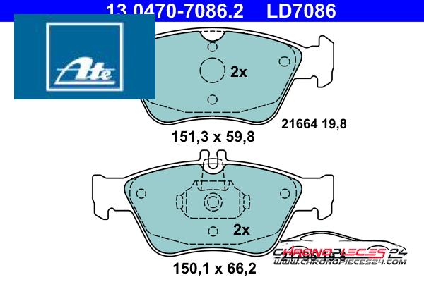 Achat de ATE 13.0470-7086.2 Kit de plaquettes de frein, frein à disque pas chères