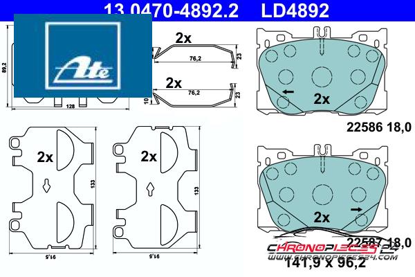 Achat de ATE 13.0470-4892.2 Kit de plaquettes de frein, frein à disque pas chères