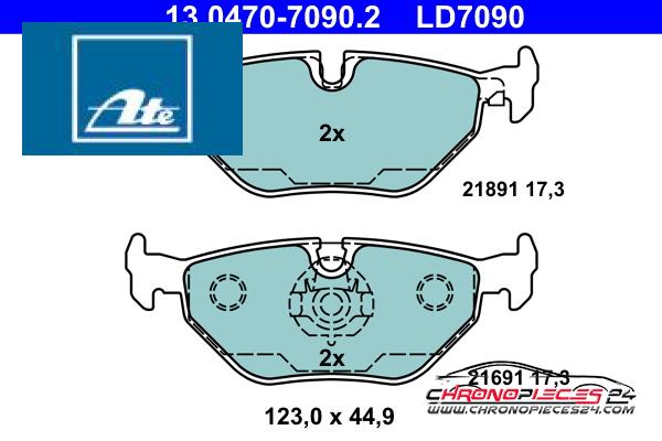 Achat de ATE 13.0470-7090.2 Kit de plaquettes de frein, frein à disque pas chères