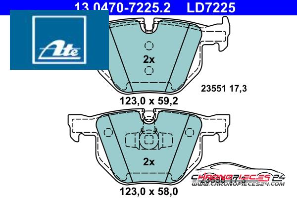 Achat de ATE 13.0470-7225.2 Kit de plaquettes de frein, frein à disque pas chères