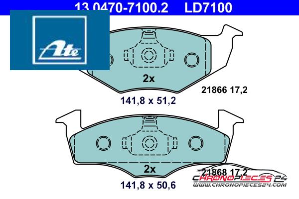 Achat de ATE 13.0470-7100.2 Kit de plaquettes de frein, frein à disque pas chères