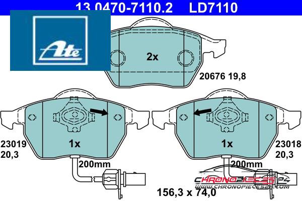 Achat de ATE 13.0470-7110.2 Kit de plaquettes de frein, frein à disque pas chères