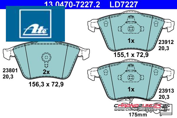 Achat de ATE 13.0470-7227.2 Kit de plaquettes de frein, frein à disque pas chères