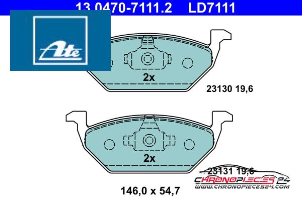 Achat de ATE 13.0470-7111.2 Kit de plaquettes de frein, frein à disque pas chères