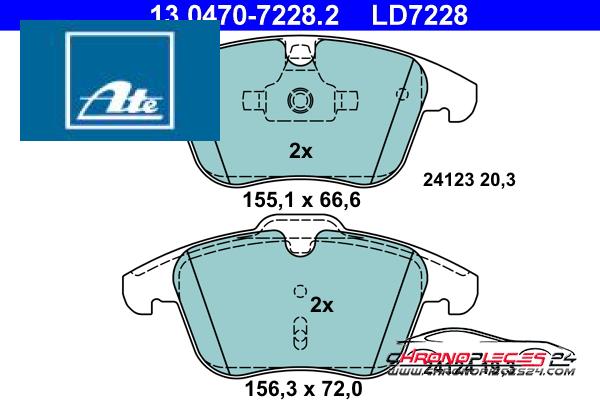 Achat de ATE 13.0470-7228.2 Kit de plaquettes de frein, frein à disque pas chères