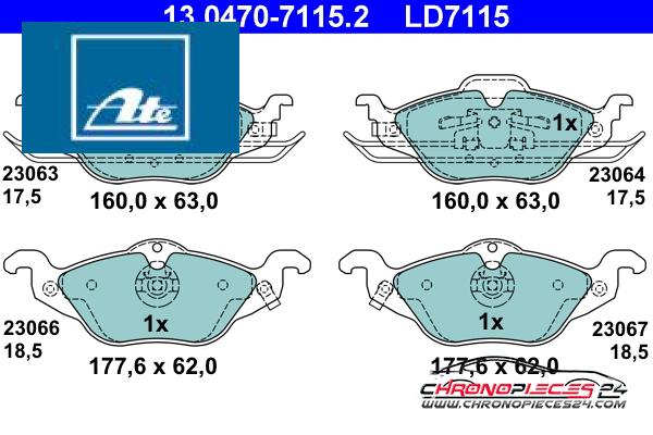 Achat de ATE 13.0470-7115.2 Kit de plaquettes de frein, frein à disque pas chères