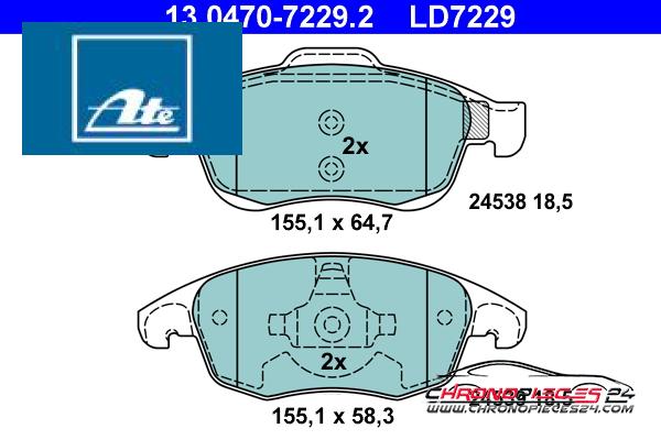 Achat de ATE 13.0470-7229.2 Kit de plaquettes de frein, frein à disque pas chères