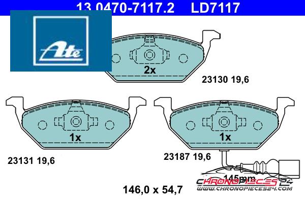 Achat de ATE 13.0470-7117.2 Kit de plaquettes de frein, frein à disque pas chères