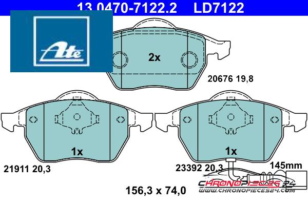 Achat de ATE 13.0470-7122.2 Kit de plaquettes de frein, frein à disque pas chères