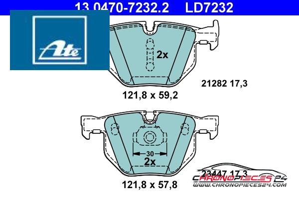 Achat de ATE 13.0470-7232.2 Kit de plaquettes de frein, frein à disque pas chères