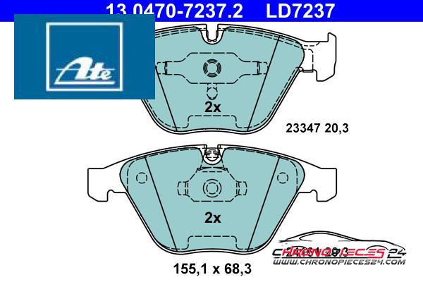 Achat de ATE 13.0470-7237.2 Kit de plaquettes de frein, frein à disque pas chères