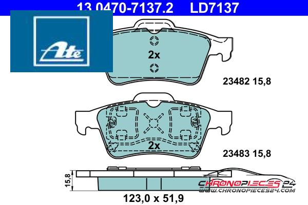 Achat de ATE 13.0470-7137.2 Kit de plaquettes de frein, frein à disque pas chères