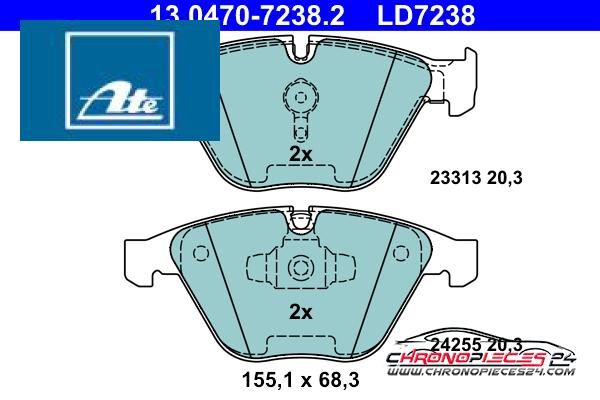 Achat de ATE 13.0470-7238.2 Kit de plaquettes de frein, frein à disque pas chères